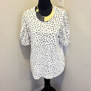 2 FOR $20 Daily Ritual Dalmation Spotted Tee T Shirt Top Puff Sleeve Size L XL